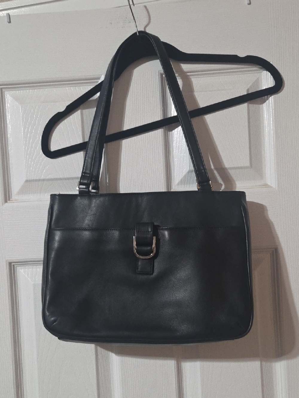 Charter Club Black Shoulder Bag with Silver Buckle
